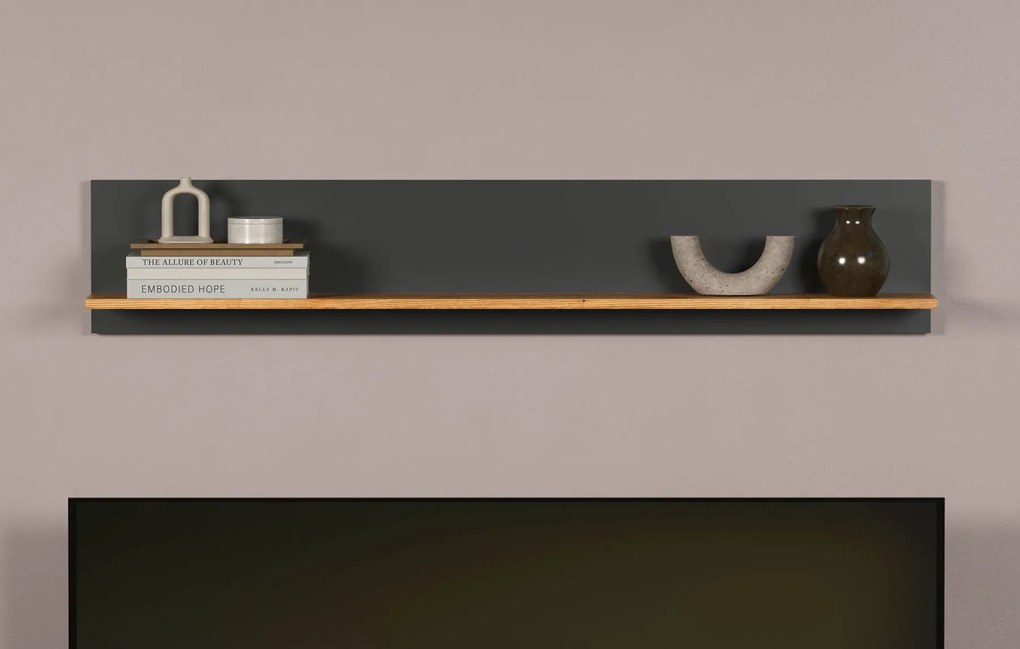 Półka ścienna 150 cm grafit + dąb evok N7-B38