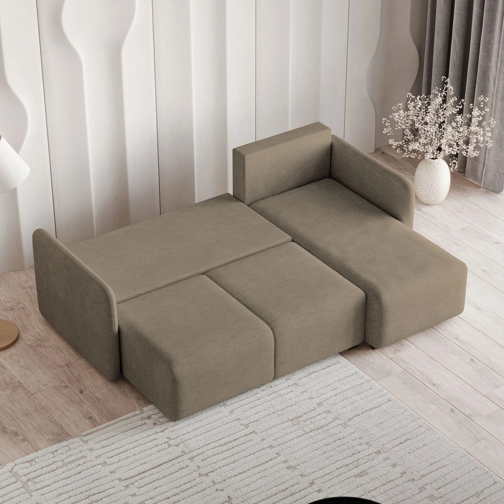 Masseno Narożnik SUVINO z funkcją spania i pojemnikiem na pościel Narozniki L, Rozkładana sofa - Brązowy, NEVE 16