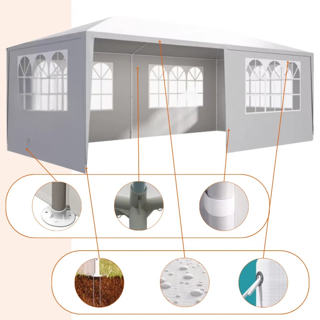 Namiot imprezowy NEAPOL, 3x6m, biała Jurhan