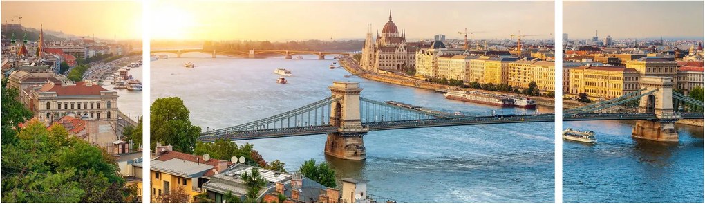 Obraz miasta Budapeszt z rzeką (170x50 cm)