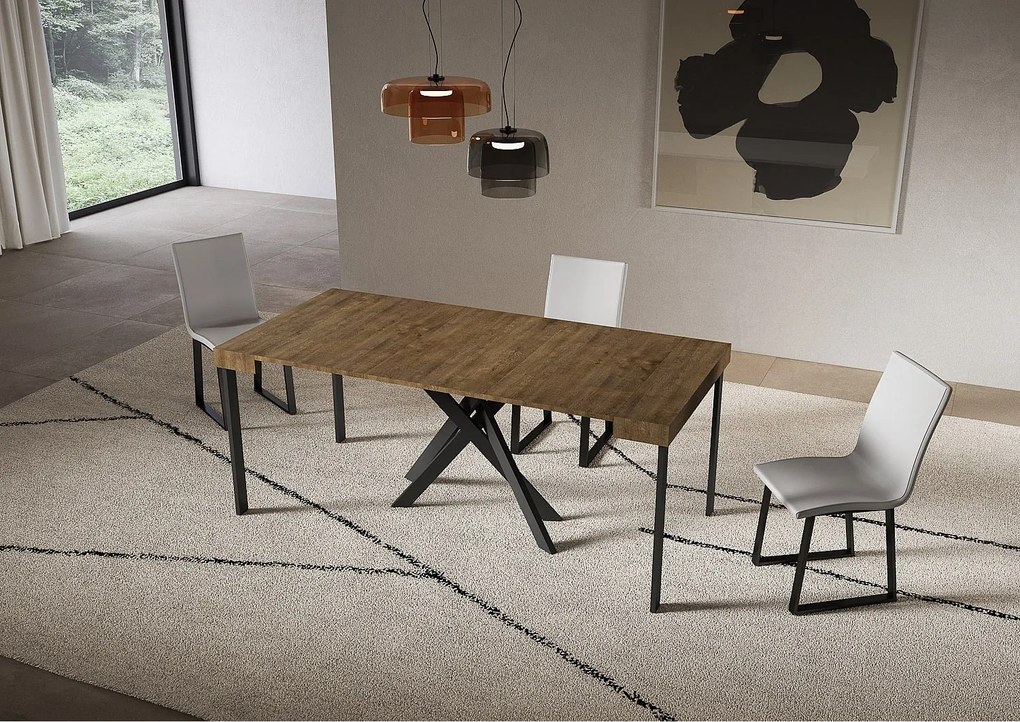 Rozkładany stół konsolowy 90x40/196 cm Saki Small orzech nogi antracyt