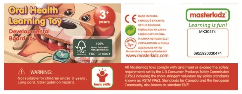 Masterkidz nauka zdrowej higieny jamy ustnej na przykładzie pieska - tablica ścienna edukacyjna montessori