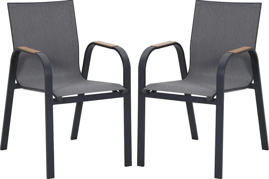 Zestaw 2 składanych foteli ogrodowych z aluminium i textylenu - Antracytowy - ZEYVA od MYLIA