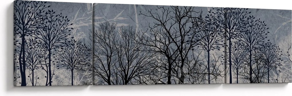 Obraz - Sylwetki drzew z liśćmi (170x50 cm)