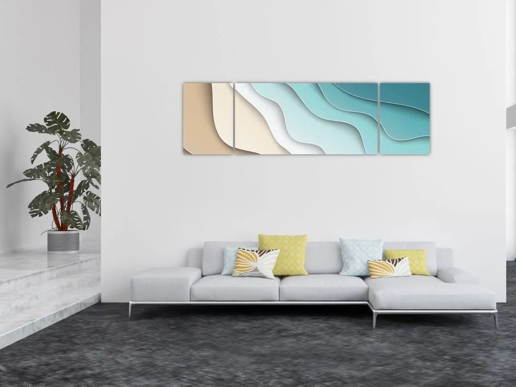 Abstrakcyjny obraz wybrzeża morskiego (170x50 cm)