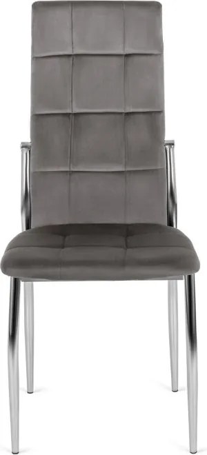 Krzesło Tapicerowane do Jadalni MOLLY Szare Welurowe Nowoczesne