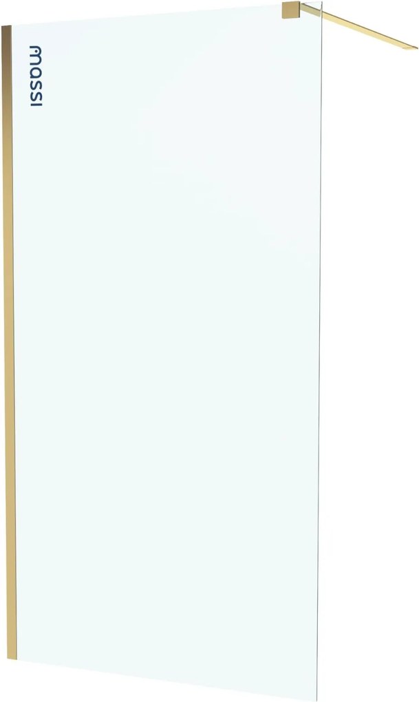 Ścianka prysznicowa Walk-in satynowa matowa prostokątna 8 mm MOLIS Satin Classic MASSI | rożne rozmiary : Kolor profili kabiny - złoty szczotkowany, Szerokość ścianki - 110 cm , Typ montażu - WALK in FIX (Do ściany)