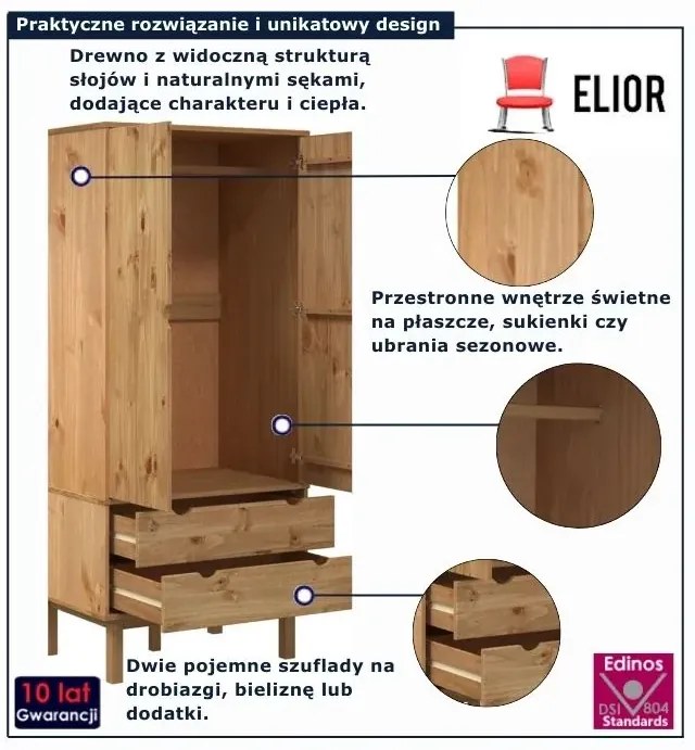 Drewniana szafa na nóżkach P5-D43