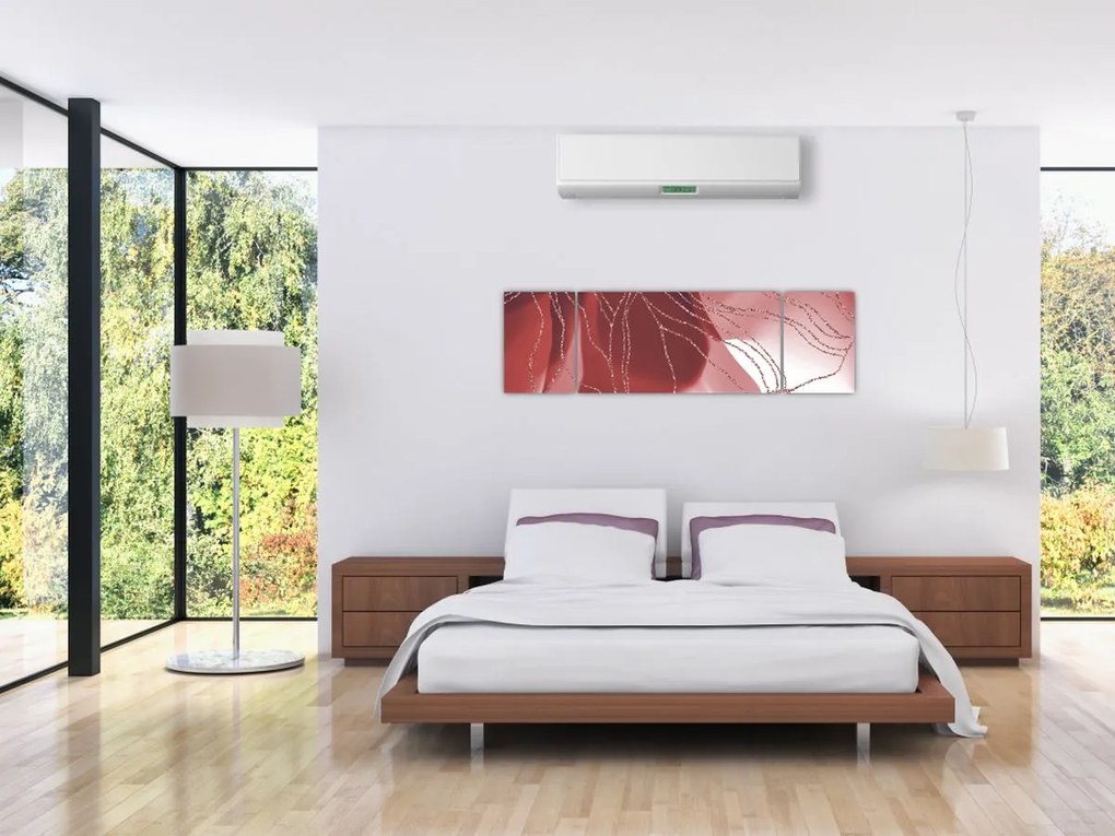 Obraz - Czerwony abstrakcyjny kwiat N⁰1 (170x50 cm)