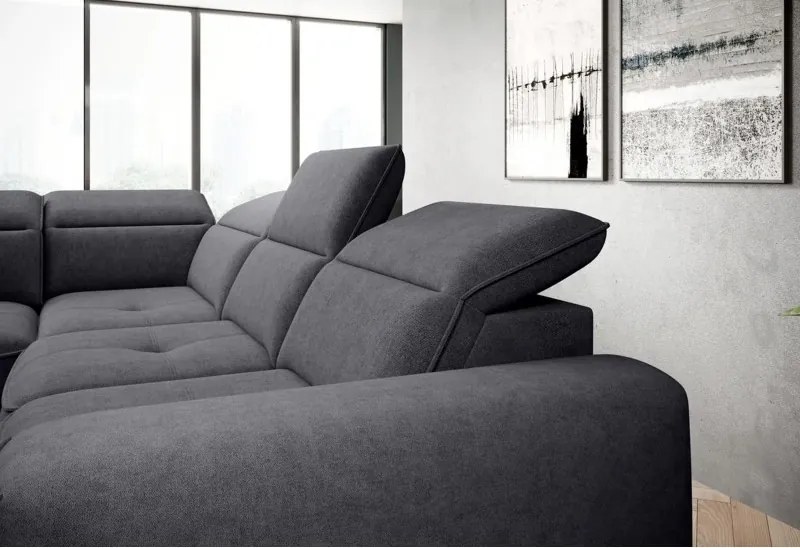 Narożnik COLOMBO L Lewostronny z elektryczną funkcją spania pojemnikiem ELEMENT 01 Grafitowy WERSAL