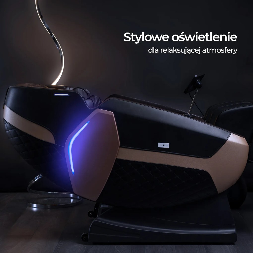 Fotel Masujący QX ULTRA PRO Wypoczynkowy Relaksacyjny Brązowy Ekoskóra Nowoczesny