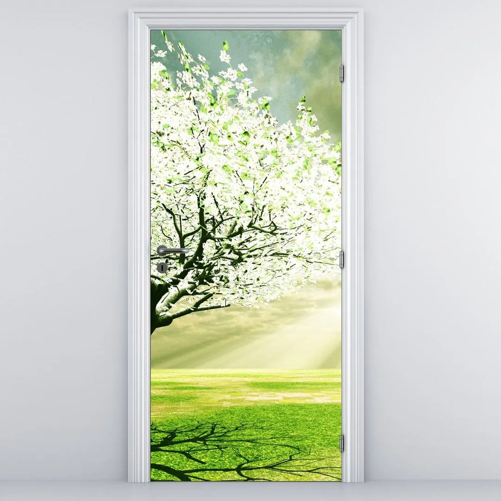 Fototapeta na drzwi - Drzewo na łące (95x205cm)