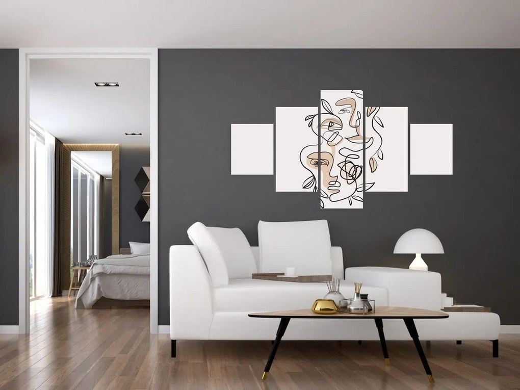 Obraz - Makijaż twarzy ze sztuką linii (125x70 cm)