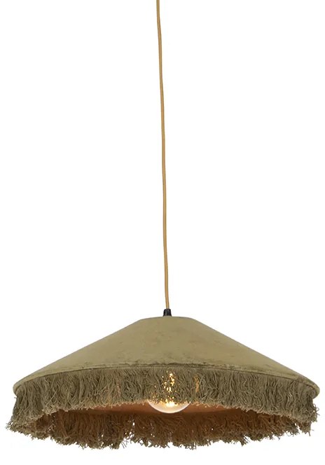 Retro Lampa wisząca zielony welur z frędzlami - Frills ArtDeco Oswietlenie wewnetrzne