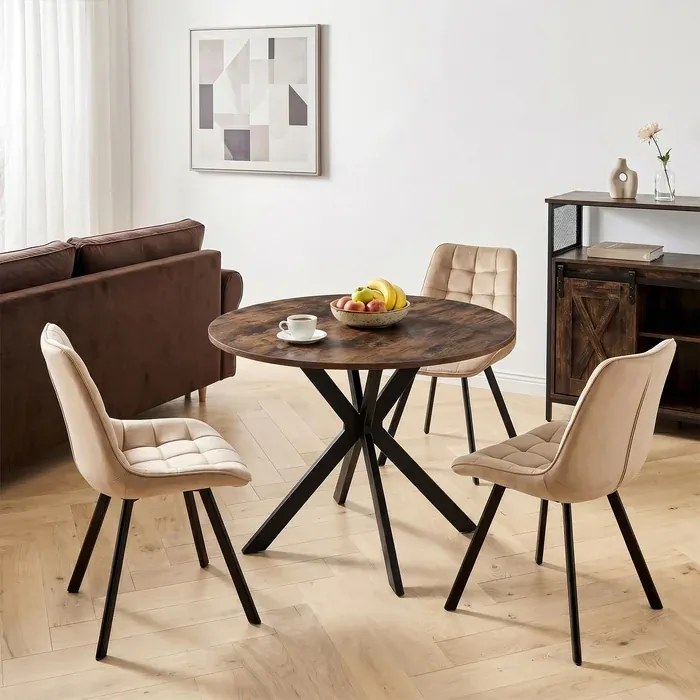 Stół Okrągły LAUREN 90 cm Dąb Rustykalny/Czarny Loft
