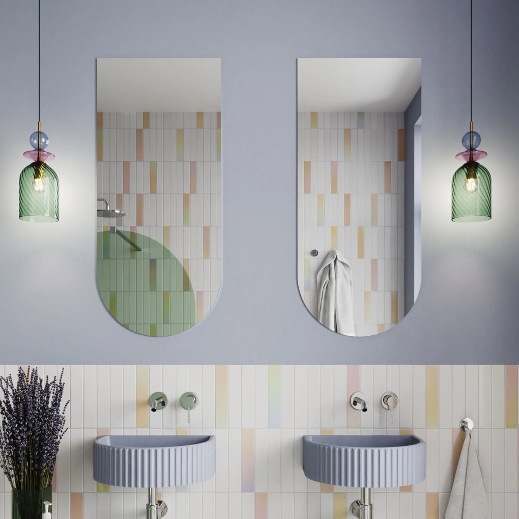 Lustro półowalne bez ramy oszlifowane obracalne bez podświetlenia ARCH | Różne rozmiary | Różne kolory szkła : Kolor tafli szkła - Grafit, Rozmiar - 60 x 190 cm