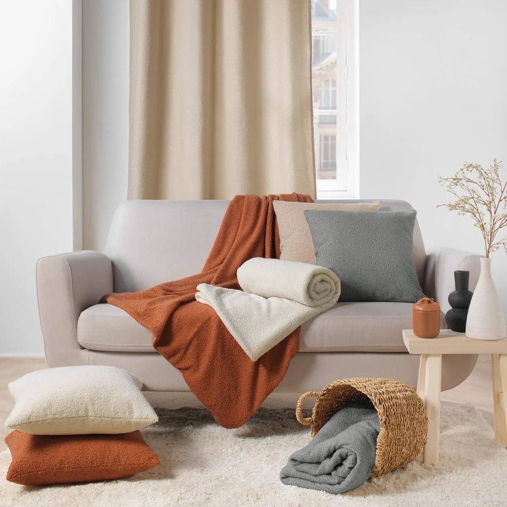 Czerwonopomarańczowy polarowy koc 180x220 cm Curly Wooly – douceur d'intérieur
