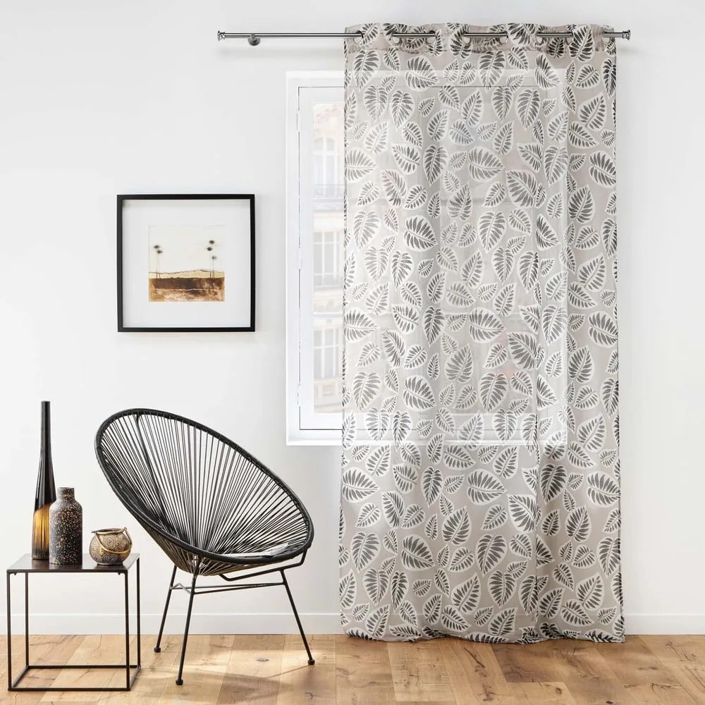 Czarno-beżowa firanka z woalu 140x240 cm Alma – douceur d'intérieur