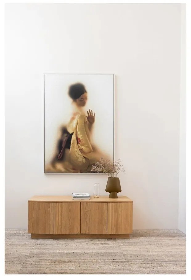 Szafka pod TV z litego drewna dębowego w naturalnym kolorze 133x52x45 cm Zuma – WOOOD