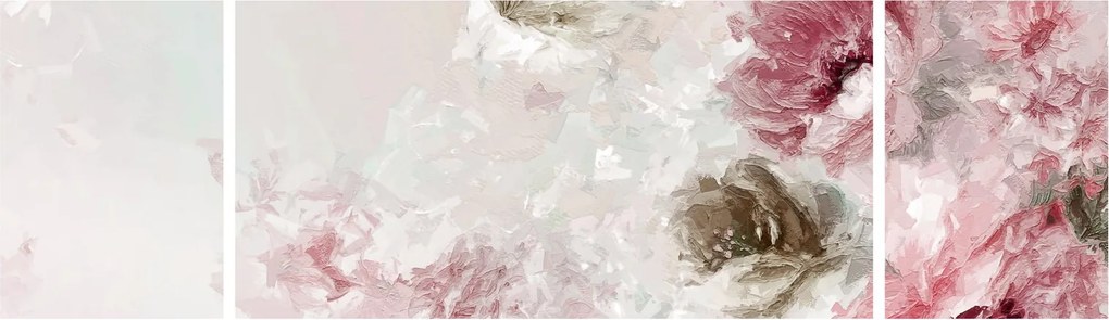Obraz - Malowanie różowych kwiatów (170x50 cm)