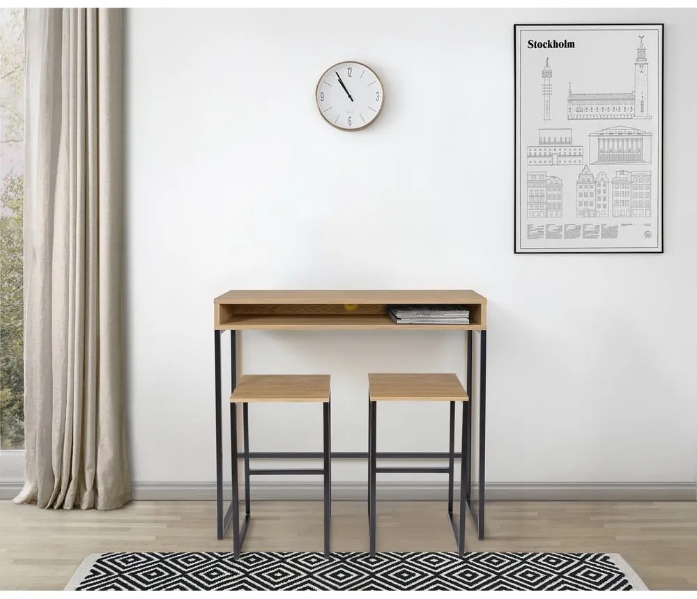 Biurko z blatem w dekorze dębu 35x100 cm Frame – Woodman