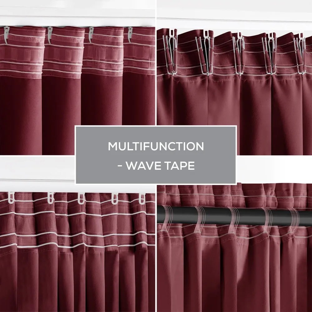 Bordowa zaciemniająca zasłona termiczna 140x245 cm Pleat – Restilo