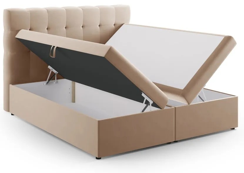 Jasnobrązowe łóżko boxspring ze schowkiem 180x200 cm Bali – Cosmopolitan Design