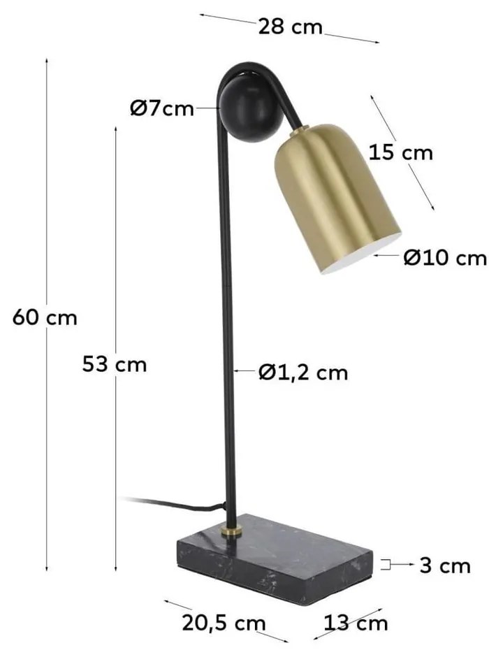 Lampa stołowa w czarno-złotym kolorze (wysokość 60 cm) Natsumi – Kave Home