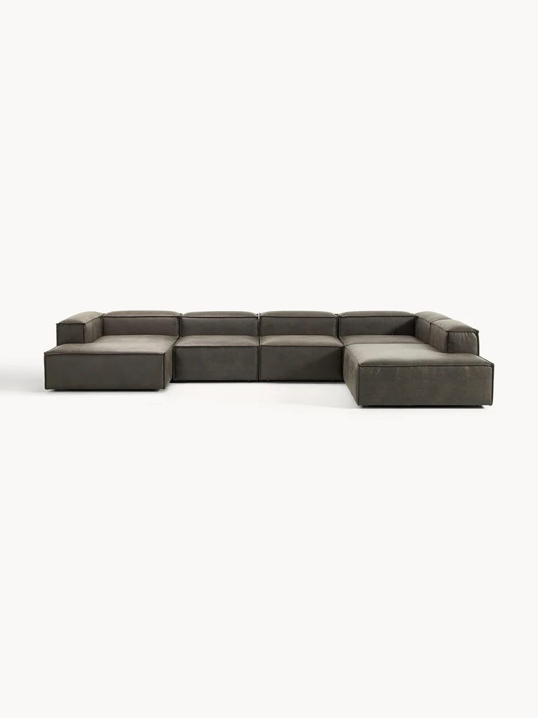 Sofa modułowa ze skóry z recyklingu Lennon
