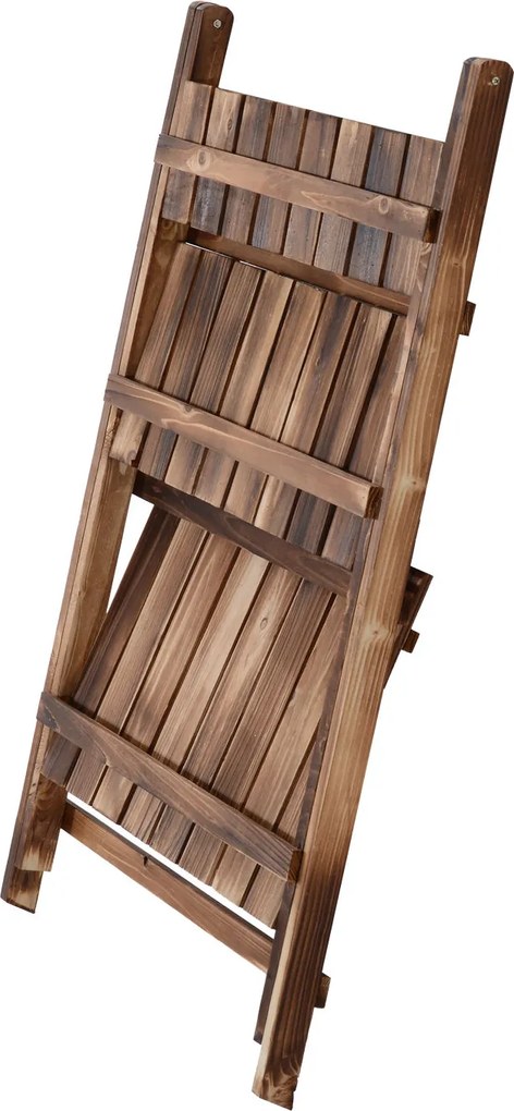 Outsunny Stojak na Kwiaty Drewniany Regał Kwietnik Wypalany Design do Ogrodu Balkonu 60x37x93cm | Aosom PL