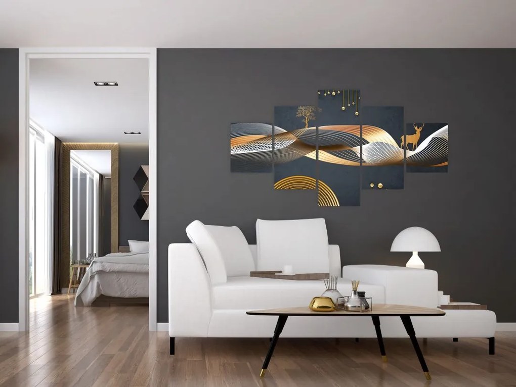 Obraz - Grafika z jeleniem (125x70 cm)