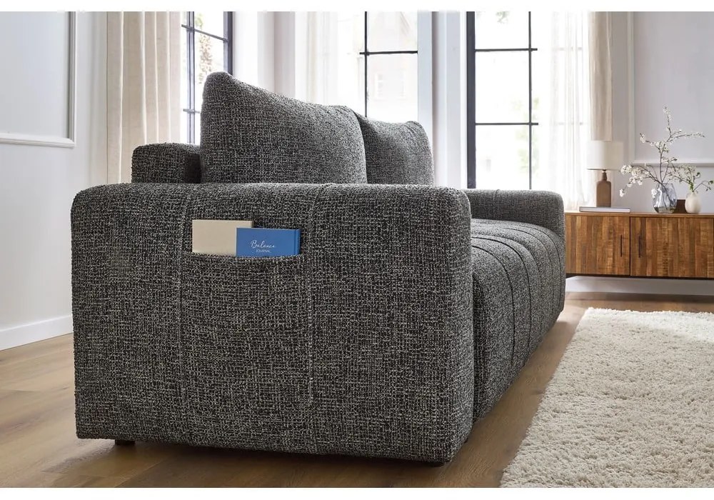 Ciemnoszara rozkładana/ze schowkiem sofa 248 cm Arsene – Bobochic Paris