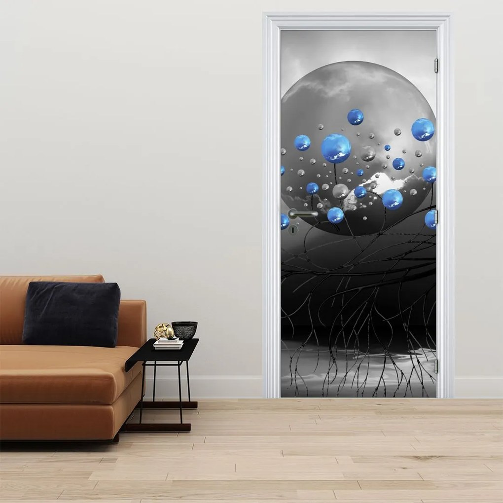 Fototapeta na drzwi - Niebieska abstrakcyjna kula (95x205cm)