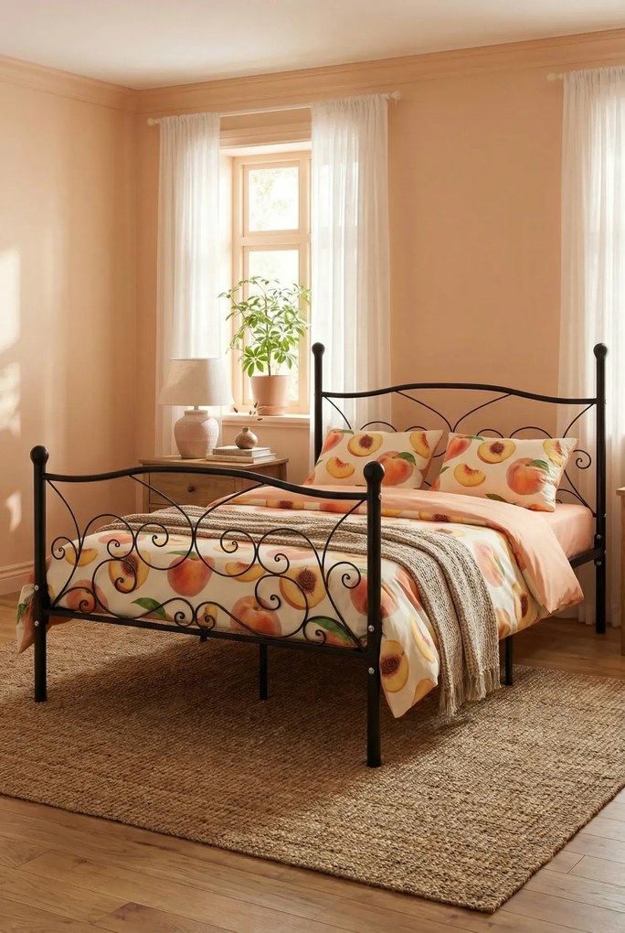 Czarne metalowe łóżko rustykalne 90x200 cm N2-N63