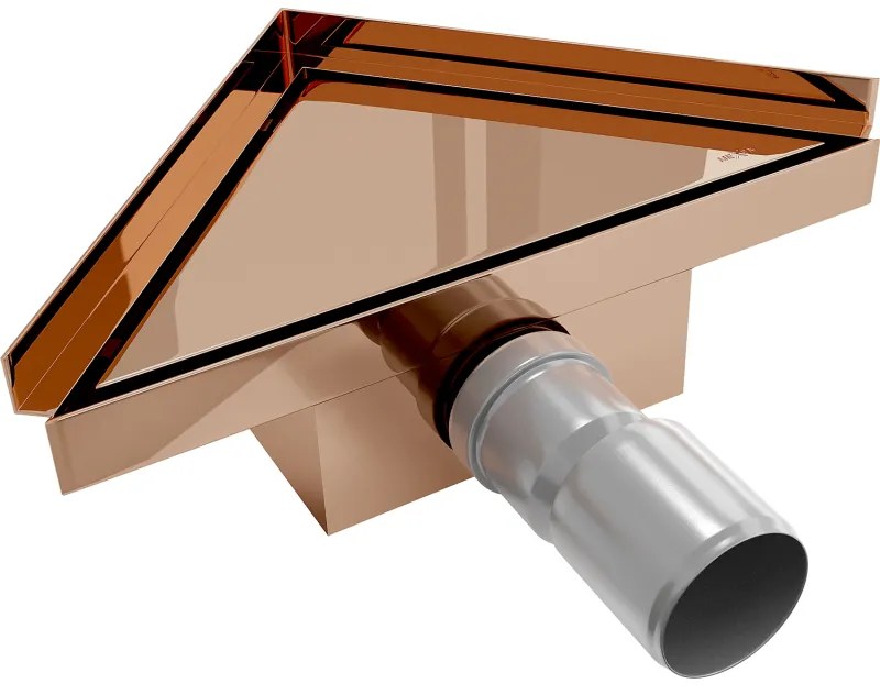 Mexen Flat-T M13 wpust podłogowy trójkątny 20 x 20 cm, różowe złoto - 1610320