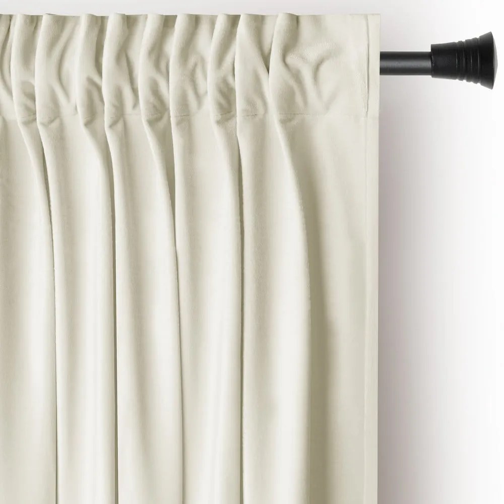 Kremowa aksamitna zasłona częściowo zaciemniająca (dimout) 140x270 cm Pleat – Restilo