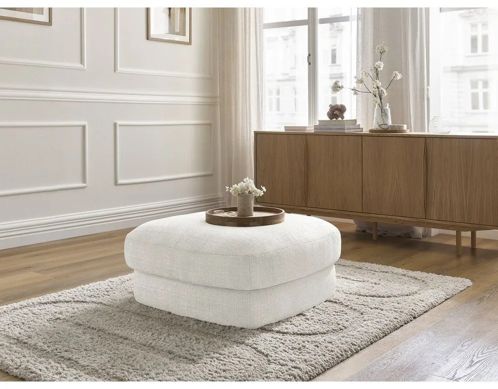 Biały podnóżek z tkaniny szenilowej Leonore – Bobochic Paris