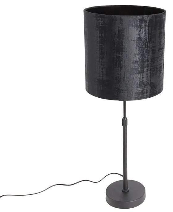 Lampa stołowa z czarnym aksamitnym abażurem, czarna, 25 cm, regulowana - Parte Nowoczesny Oswietlenie wewnetrzne