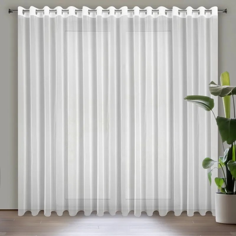 Firana nowoczesna błyszcząca na przelotkach biała 400x250 cm
