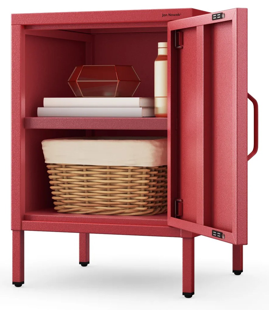Szafka nocna metalowa czerwona Modern MIA, 424 x 595 x 400 mm