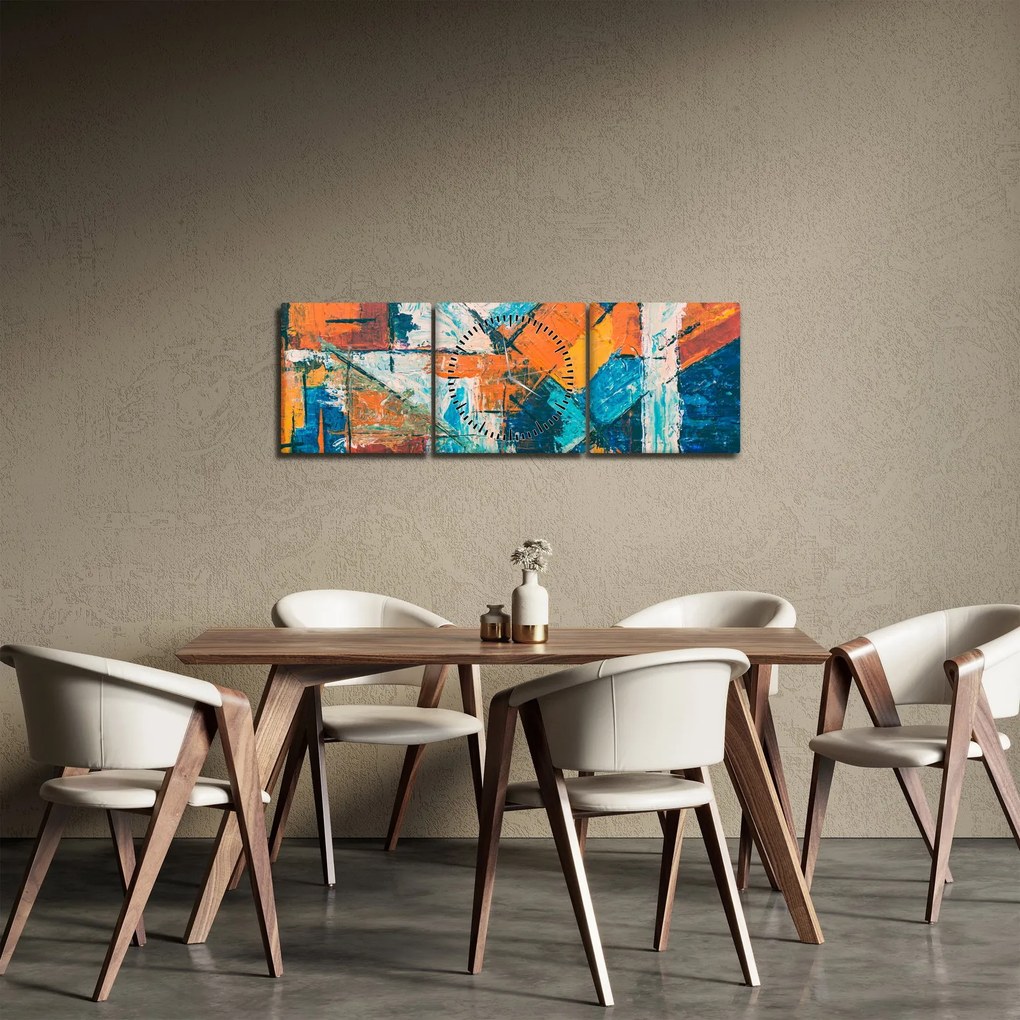 Obraz - Abstrakcja (z zegarem) (90x30 cm)