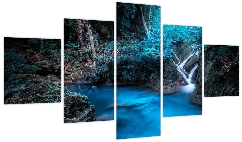 Obraz - Magiczna noc w tropikalnym lesie (125x70 cm)