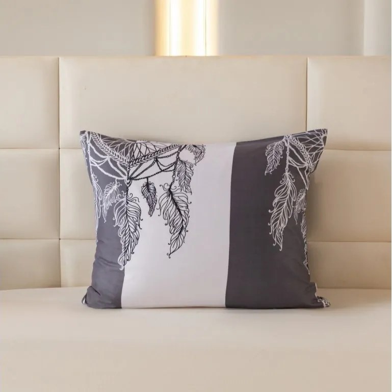 Polibawełniana poszewka na poduszkę TIRSO POLY 50x70 cm, szaro-biały guzik