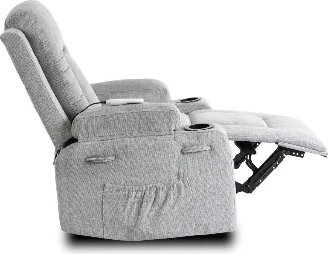 Fotel Masujący BOX 2 Rozkładany z Podnóżkiem Szary Nowoczesny