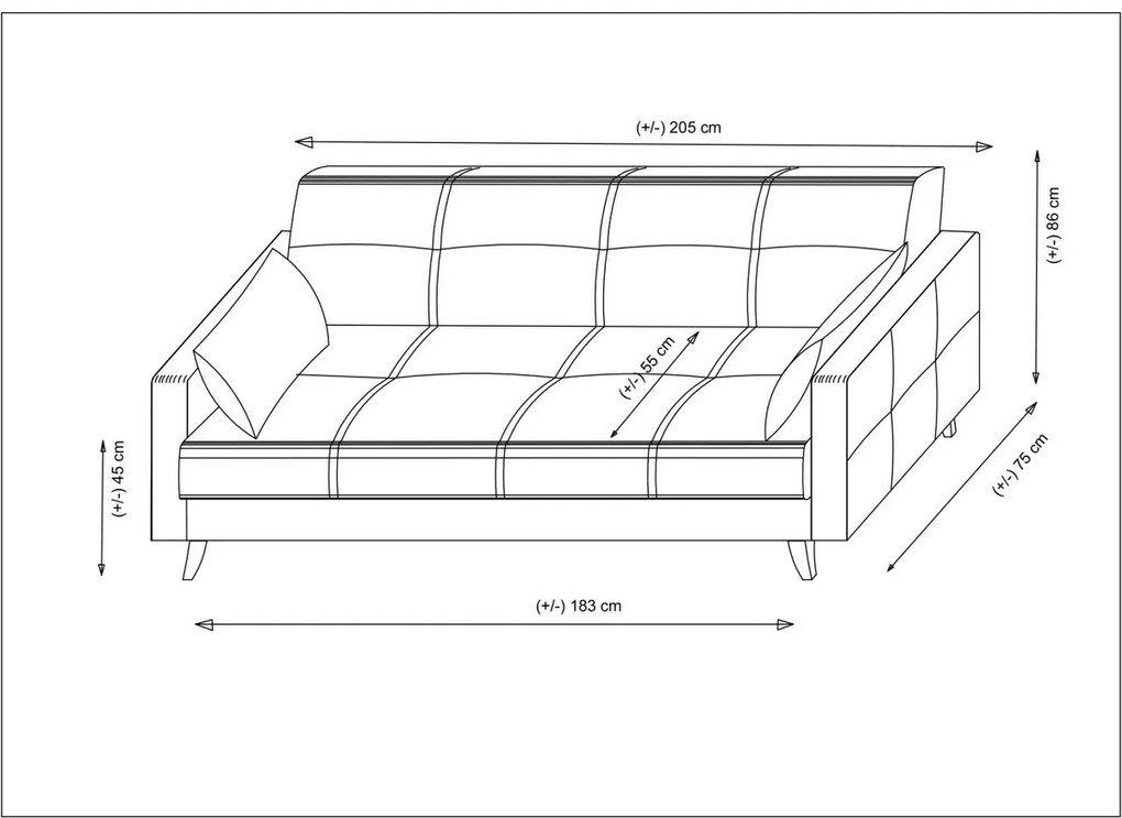 Sofa rozkładana Polya 3 ciemnoszara
