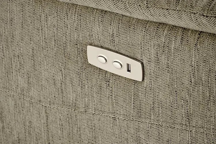 Oliwkowy rozkładany fotel z podnóżkiem i usb F5-N74