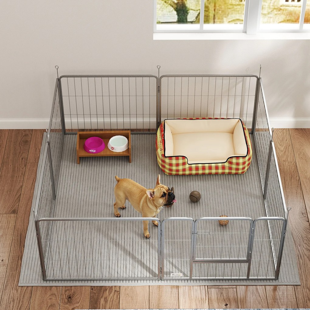 Gehege dla zwierząt domowych PawHut, ogrodzenie dla psów, plac zabaw dla zwierząt, elastycznie dopasowalne, stal nierdzewna