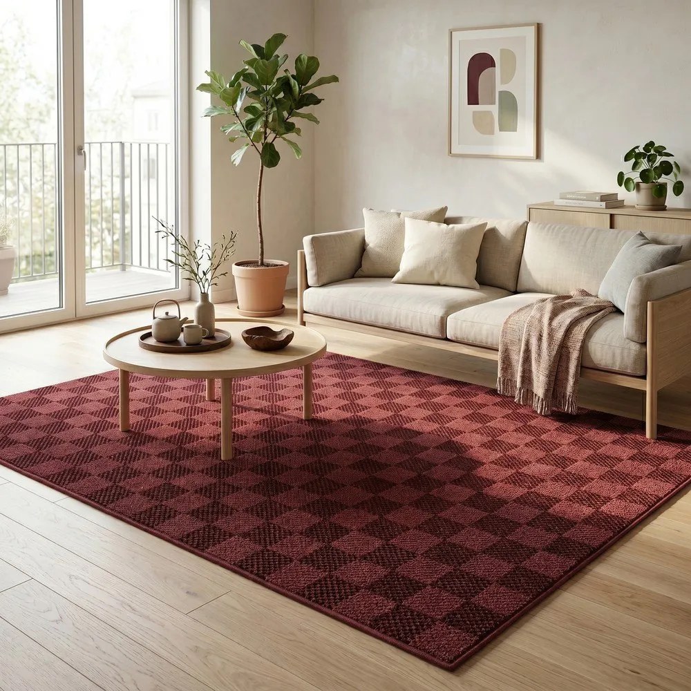 Bordowy dywan 120x170 cm Mosaic – ESTE