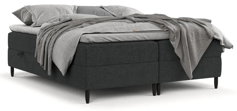 Ciemnoszare łóżko boxspring ze schowkiem 200x200 cm Malte – Maison de Rêve