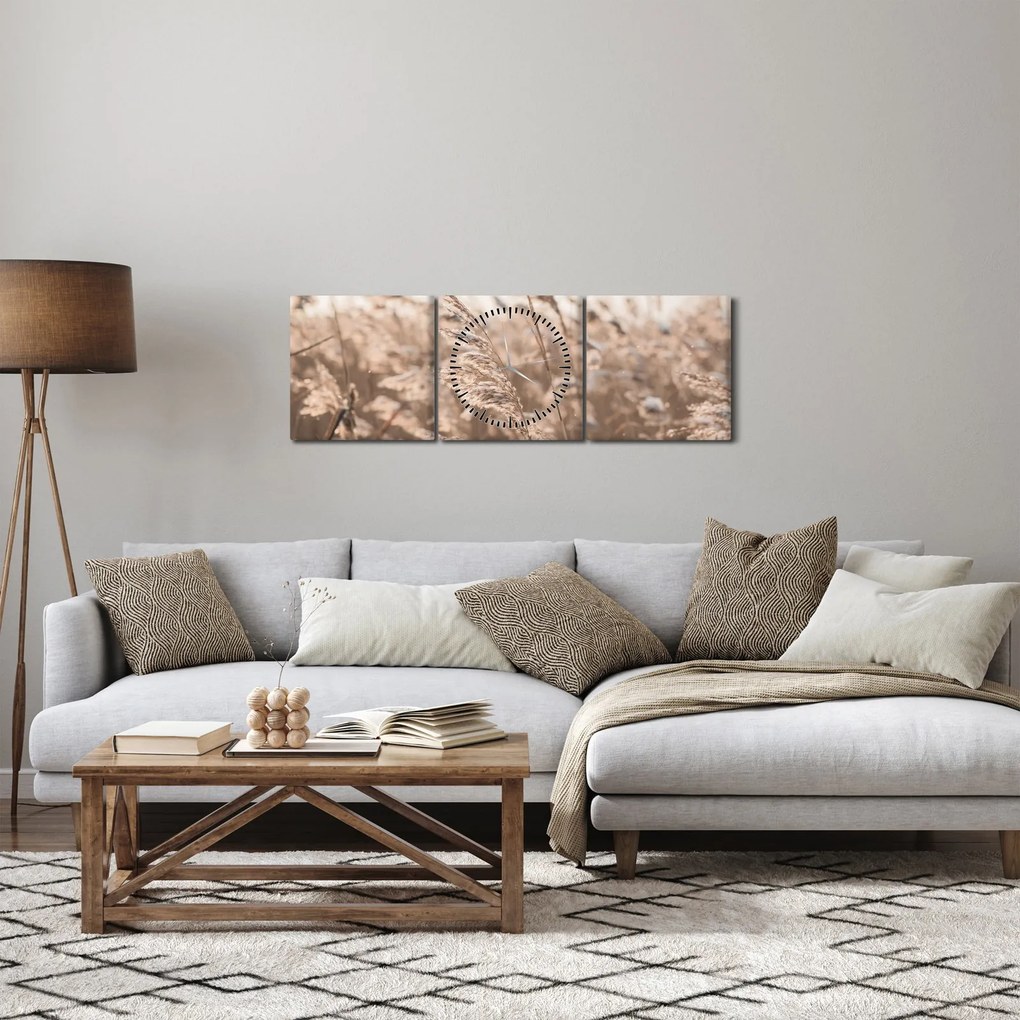 Obraz - Łąkowy wianek (z zegarem) (90x30 cm)